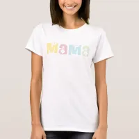 Any Color Cute Retro Floral Mom MAMA  T-Shirt