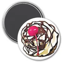 Chocolate Frosting with Cherry Cupcake Top Magnet