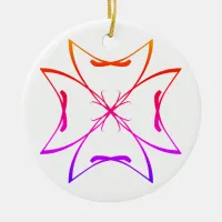 Pink Curves Doodle Mandala #25  Ceramic Ornament