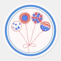 Patriotic Balloons with Red Borders Classic Round Sticker