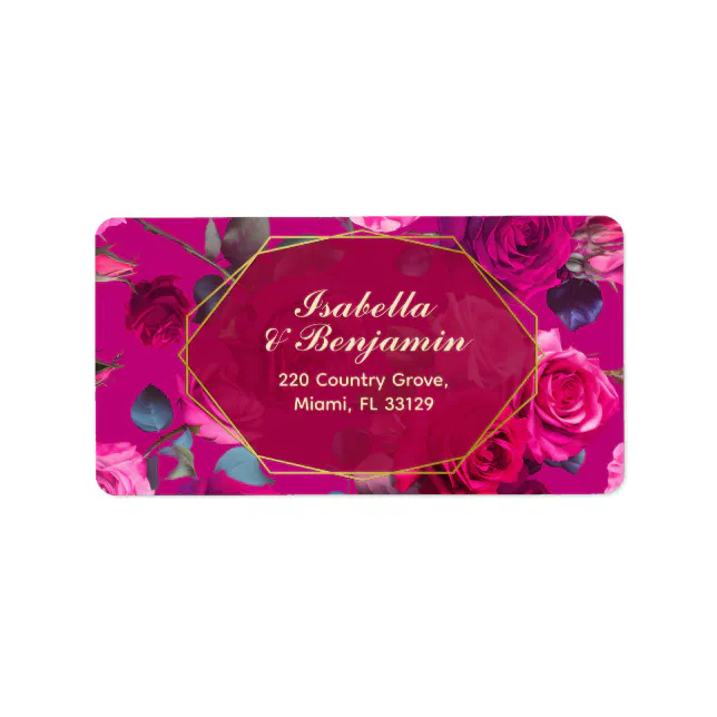 Pink Roses on Viva Magenta | Wedding Label