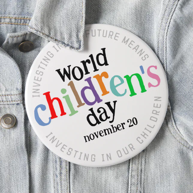 Colorful Happy World Children's Day Button