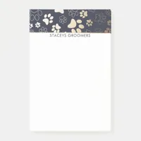 Gold And Navy Paw Print Pattern Post-it Notes