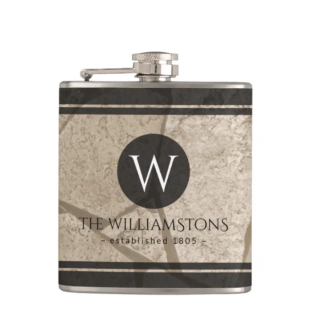 Elegant Sepia Toned Cracked Stones Flask