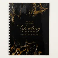 Marble Glitter Wedding Black Gold ID644 Planner