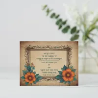 Elegant Vintage Floral Wedding Announcement Postcard