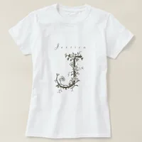 Delicate & Chic "J": Muted Jasmine Monogram T-Shirt