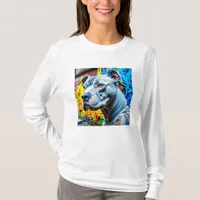 Urban Graffiti Street Art White Pitbull Lover T-Shirt