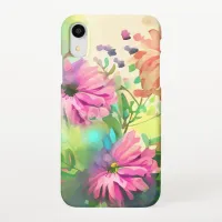 Pink and Coral Watercolor Flowers iPhone XR Case