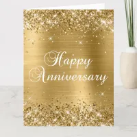 Glittery Gold Happy Anniversary Card