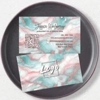 Luxury Chic Glitter Vein Marble in Pastel Colors Business Card