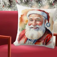 Father Christmas Santa Claus Face Portrait Custom Throw Pillow