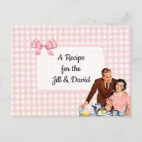 Pink Plaid Tablecloth Wedding Recipe Card