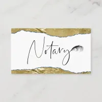 *~* NOTARY PHOTO Pen Feather Signing Agent GOLD Business Card