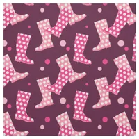 Pink Rubber Rain Boots Pattern Fabric