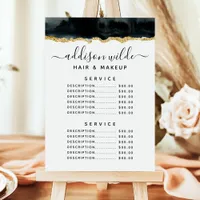 Black And Gold Watercolor Service Price Menu