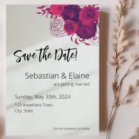 Hot Pink Trendy Brightly Colored Floral Wedding Save The Date