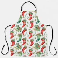 Green and Red Christmas Stockings Apron