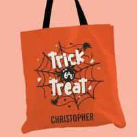 Trick or Treat Spider Web Personalized Halloween Tote Bag