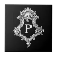 P Monogram Initial Ceramic Tile