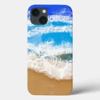 Ocean Art Blue  Waves on Sandy Beach   iPhone 13 Case
