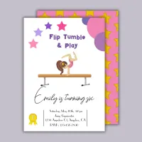 Gymnastic Birthday Party Girl Pink Invitation