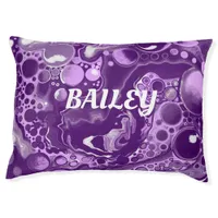 Purple Marble Fluid Art Cells Dog's Name  Pet Bed