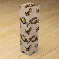 Rustic Vintage Crab Pattern on Taupe Wine Box