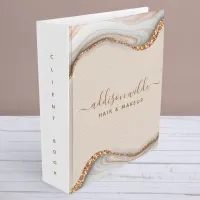 Elegant Gold Glitter Marble Agate Client 3 Ring Binder