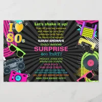 Budget Retro Totally Awesome 80s party invitation