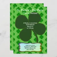 St. Patrick's Day Party Four Leaf Clover & Pattern Invitation