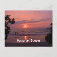 Romantic Hawaiian Sunset Ocean Beach Postcard