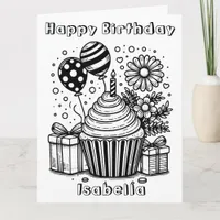 Large Color Me | Cupcake Flowers Girl's Birthday Card