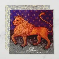 Leo Lion Zodiac Sign Horoscope Birthday Party Invitation