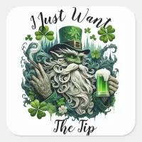 Whimsical Leprechaun Savoring A Cold One Square Sticker