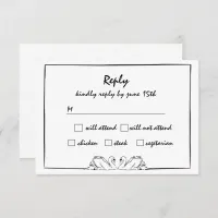 Simple Timeless Handwritten Swan Drawing RSVP Card