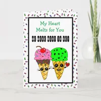 Cute Flirty Romantic Ice Cream Cones Card