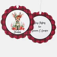 Christmas Deer with Green Hat Paper Ornament Card