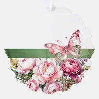 Pink Cottage Floral Paper Ornament Card