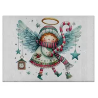 Charming Christmas Angel Modern Folk Art Style Cutting Board