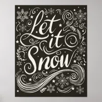 Winter Wonderland Chalkboard Let It Snow Poster