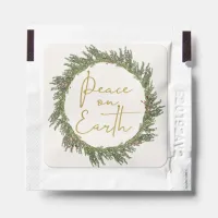 Elegant Rustic Peace on Earth Christmas Wreath Hand Sanitizer Packet