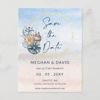 Rustic Seashells Ocean Sea Beach Save the Date Announcement Postcard