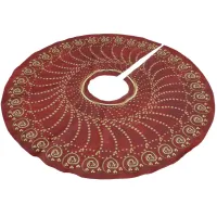 Swirls Array Gold on Red Brushed Polyester Tree Skirt