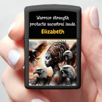 Eagles soar in a vibrant warrior's land zippo lighter