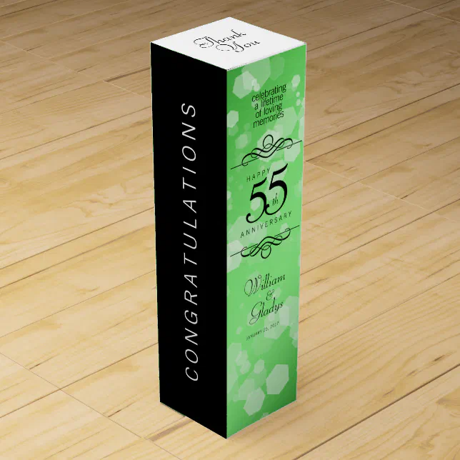 Elegant 55th Emerald Wedding Anniversary Wine Box