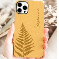 Cottagecore Gold Forest Fern Custom Name iPhone 16 Pro Max Case