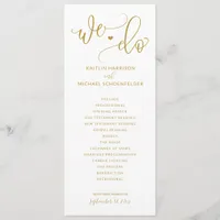 Wedding Ceremony Modern Bounce Calligraphy Gold Program