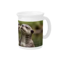Cute Adorable Otters Beverage Pitcher