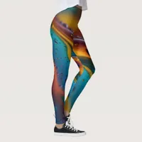 Vortex of Colors: An Abstract Dance of Oil Leggings